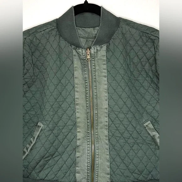 YFB Colton Reversible Cotton Quilted Bomber Jacket Army Green Outdoor Winter - Picture 8 of 13